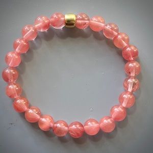 Pink Cherry Quartz Handcrafted Bead Bracelet